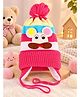 PASSION PETALS Woollen Knit Mouse Applique Detailed Pom Pom Embellished Cap - Pink - Circumference 28 Cm