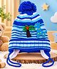 PASSION PETALS Woollen Knit Giraffe & Palm Tree Applique Detailed Pom Pom Embellished Cap - Blue - Circumference 28 Cm