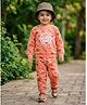 Nottie Planet Cotton Knit Full Sleeves Fossils Printed Coordinating Tee & Joggers Set - Peach