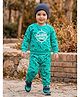 Nottie Planet Cotton Knit Full Sleeves Fossils Printed Coordinating Tee & Joggers Set - Aqua Green