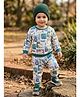 Nottie Planet Cotton Knit Full Sleeves Artic Animals Printed Coordinating Tee & Joggers Set - Green