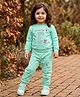 Nottie Planet Cotton Knit Full Sleeves Picnic List Text Printed Tee & Joggers Set - Aqua Blue