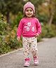 Nottie Planet Cotton Knit Full Sleeves Bunnies Dancing Printed Tee & Joggers Set - Pink
