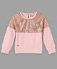 Actuel Knit Full Sleeves Sequin Embellished Top - Peach