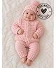 Woonie Handknitted Full Sleeves Solid Sweater & Pants With Cap Set - Pink