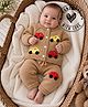 Woonie Handknitted Full Sleeves Car Applique Detailed Sweater & Pants Set - Beige
