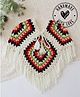 Woonie Handknitted Full Sleeves Floral Designed Poncho - Multi Colour
