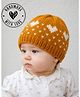 Woonie Handknitted Heart Designed Cap - Mustard - Circumference - 35 Cm