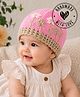Woonie Handknitted Floral Embroidered Cap - Pink - Circumference - 37.5 Cm