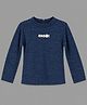 Actuel Knit Full Sleeves Hello Text Applique Detailed Top - Navy Blue