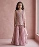 Smile Baby NX Tissue Woven Sleeveless Floral Designed Stones Embellished Kurti & Palazzo With Dupatta Set - Pink