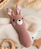 Mi Arcus Pink Bunny-Shaped Soft Plush Baby Rattle Toy-Brown