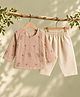 A Toddler Thing Cotton Woven Full Sleeves Paisley Embroidered Kurta Pyjama Set - Pink