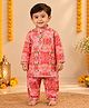 KNITROOT Cotton Blend Woven Full Sleeves Floral Printed Kurta & Pyjama Set - Pink
