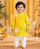 KNITROOT Cotton Blend Woven Full Sleeves Floral Printed Kurta & Pyjama Set - Yellow