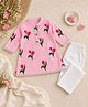 KNITROOT Cotton Blend Woven Full Sleeves Tulips Printed Kurti & Pyjama Set - Pink