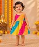 KNITROOT Cotton Blend Woven Sleeveless Colour Blocked & Bandhani Printed Dress - Multi Colour