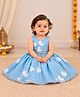 KNITROOT Cotton Blend Woven Sleeveless Floral Printed Lehnega & Choli Set - Blue