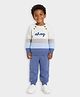Mi Arcus Cotton Knit Full Sleeves Ahoy Text Embroidered Winter Sweater & Jogger Set - Blue
