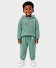 Mi Arcus Cotton Elastane Knit Full Sleeves Forest Text Embroidered Winter Hooded Sweatshirt & Joggers Set - Green