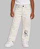Mi Arcus Woven Bear Embroidered Jeans - Cream