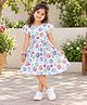 The Magic Wand Rayon Woven Half Puffed Sleeves Abstract Printed Dress - White