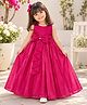 The Magic Wand Woven Sleeveless Rhinestones Embellished Bow Applique Detailed Gown - Fuchsia