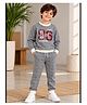3PIN Fleece Knit Full Sleeves 86 Number Printed Coordinating Tee & Pants Set - Grey