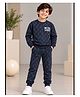 3PIN Cotton Tencel Blend Knit Full Sleeves Metro League Text Printed Coordinating Tee & Pants Set - Navy Blue