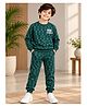 3PIN Cotton Tencel Blend Knit Full Sleeves Iron League Text Printed Coordinating Tee & Pants Set - Green