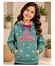 3PIN Cotton Fleece Knit Full Sleeves Unicorns & Lil Magic Text Printed Light Winter Hooded Sweatshirt - Light Green