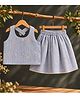 A Toddler Thing Cotton Woven Sleeveless Floral Embroidered Top & Skirt Set - Blue