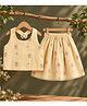 A Toddler Thing Cotton Woven Sleeveless Floral Embroidered Top & Skirt Set - Yellow