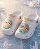 Yellow Bee Disney Frozen Featuring Elsa & Anna Applique Detailed Perforated Slingback Clogs - White