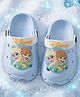 Yellow Bee Disney Frozen Featuring Elsa & Anna Applique Detailed Perforated Slingback Clogs - Blue