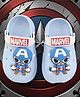 Yellow Bee Marvel Featuring Captain America Applique Detailed Perforated Slingback Clogs - Blue