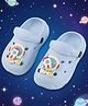 Yellow Bee Astronaut Applique Detailed Perforated Slingback Clogs - Blue