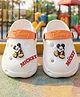 Yellow Bee Disney Featuring Mickey Mouse Applique Detailed Perforated Slingback Clogs - White