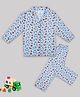 Sheer Love Viscose Knit Full Sleeves Fast Food Printed Coordinating Shirt & Pajamas Night Suit - Light Blue