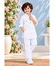 KAVEE 100% Cotton Knit Full Sleeves Solid Pathani Kurta & Pyjama Set - White