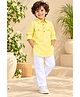 KAVEE 100% Cotton Knit Full Sleeves Solid Pathani Kurta & Pyjama Set - Yellow