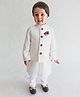 Tiber Taber Full Sleeves Kurta & Pyjama With Fish Brooch Jacket Set - White