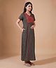 BREATHABLES Cotton Woven Half Sleeves Floral Printed Maternity Nighty - Black