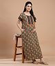 BREATHABLES Cotton Woven Half Sleeves Floral Printed Maternity Nighty - Blue