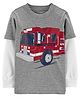 Carter's Firetruck Layered-Look Slub Tee - Grey