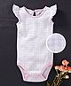 Fox Baby Flutter Sleeves Check Onesie - White Pink