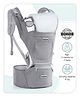 Babyhug Harmony 9-in-1 Ergonomic Baby Carrier with Hip Seat: Breathable fabric, Detachable hood, Padded straps, Pocket storage, and 9 carrying positions for babies up to 15 kg-Grey