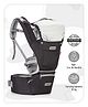 Babyhug Harmony 9-in-1 Ergonomic Baby Carrier with Hip Seat: Breathable fabric, Detachable hood, Padded straps, Pocket storage, and 9 carrying positions for babies up to 15 kg-Black