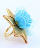 Pihoo Gota Patti Work Rose Ring - Blue