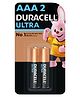 Duracell Ultra Alkaline AAA Batteries - Pack Of 2